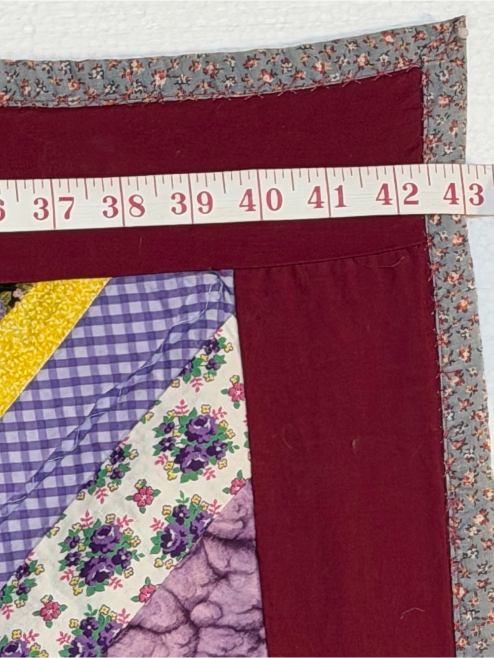 Handmade String Quilt Scrap Patchwork Lap Wall Quilt 43 x 51 - Picture 7 of 11